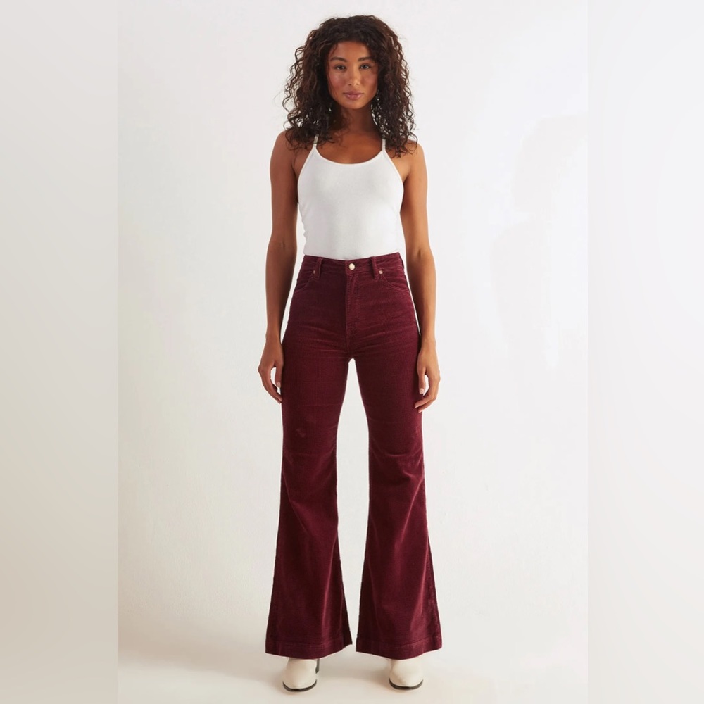 Rolla’s Eastcoast High Rise High Waist Flare Corduroy Jeans Trousers in Bordeaux